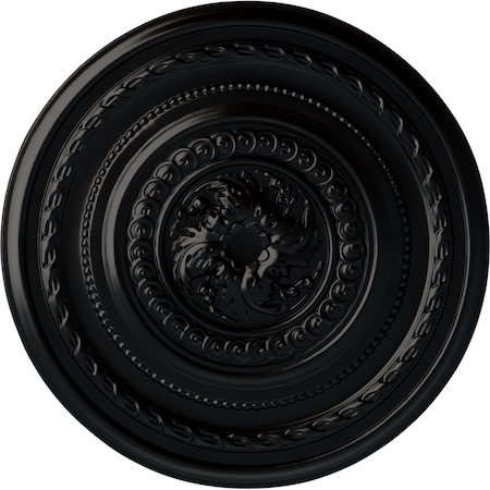 Ekena Millwork Pearl Ceiling Medallion (Fits Canopies up to 1 7/8"), Hand-Painted Jet Black, 26 1/4"OD x 1 1/2"P CM26PEBLF